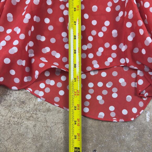 Vanessa Virginia Polka Dot Midi Skirt XSP Red White Handkerchief Hem Boho Flowy - Picture 8 of 8